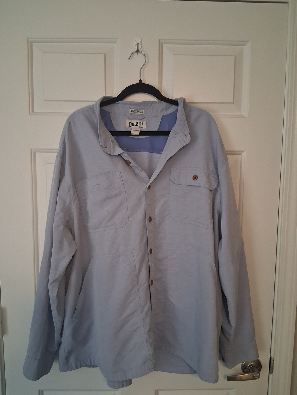 Duluth Trading Co Light Blue Relaxed Fit Button-Up